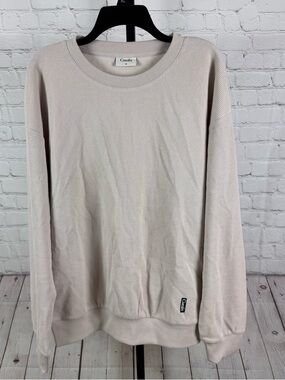 Comfrt Waffle Lounge Long Sleeve Oversized Cream Sweatshirt Size Medium